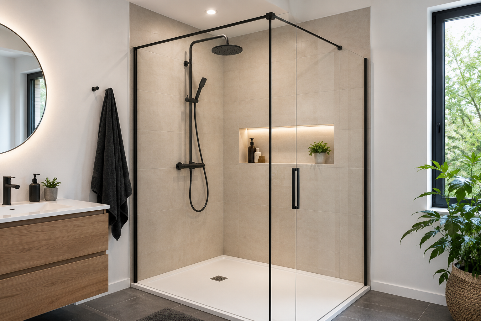 Paroi vitrée de salle de bain – miroir de salle de bain Hasparren